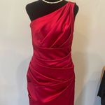 David's Bridal Deep red one shoulder dress size 6 formal  Photo 3