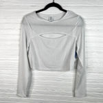 Abound  Long Sleeve Cropped Cut Out Top Size L in Grey Fog NEW Photo 1