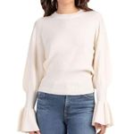 Trina Turk Chloe Merino Wool Sweater Ruffled Sleeves White Sz XL Photo 0