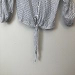 Daytrip BUCKLE Button Down Shirt White Blue LINEN Poly Cotton Blend Stripe Small Photo 3