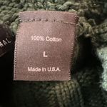 Moda International Cable Knit Sweater Large Chunky Cropped Boxy Mock Neck Green Photo 3