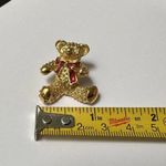 Avon Lapel Tack Pin Gold Tone Teddy Bear / Red Enamel Bow Christmas Bell NWOT Photo 10
