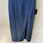 Lulus Medium Blue Satin Square Neck Midi Dress Slit Formal Wedding Guest NWT Photo 2