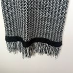 English Factory Black White Chunky Knit Sleeveless Fringe Hem Dress Photo 3