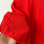 Maeve Anthropologie Red Floral Trim Textured  Rousseau Flounced Dress 2 Photo 6