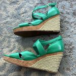 Cole Haan  Nike Air Wedge Leather Espadrille Shoes Green 7.5 Photo 4
