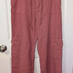 NWT Sincerely Jules Linen Blend Cargo Pants Women's Medium Dusty Pink Photo 0