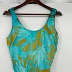 LL Bean green & gold leaf one piece swimsuit bathing suit plus size 16 regular Photo 4