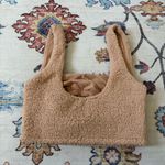 Gilly Hicks  Tan Fuzzy Fleece Scoop Neck Cropped Tank Top XS Photo 1