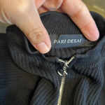 PARI DESAI TIFF SWEATER BODYSUIT BLACK RIBBED LONG SLEEVE O ZIPPER STRETCHY S Photo 3