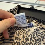 Vintage Anna & Frank 100% Silk Animal Print Short Sleeve Button Down Shirt Large Tan Photo 3