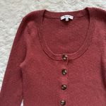 Madewell Top Scoopneck Cardigan Sweater Button Front Ribbed Weathered Brick M Photo 4