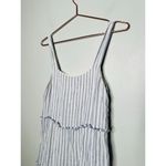 Rails  Blue White Scoop Neck Linen Blend Ruffled Tiers Sandy A-Line Dress Size S Photo 3