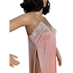 American Vintage sexy high slits pink and white nightgown slip size medium Photo 8