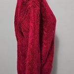 Vintage Portraits Northern Isle Red Mohair Blend Pointelle Cardigan Size Small Photo 2