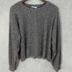 Zara trafaluc sweater womens medium gray balloon sleeve ribbed knit oversized Photo 0