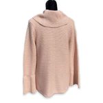 Calvin Klein  Womens Sweater Size Medium Pink Metallic Gold Cowl Neck Ribbed Knit Photo 3