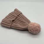 H&M  Dusty Pink Rib Knit Beanie with Pink Pom Photo 1
