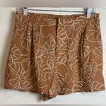 NWT Sadie & Sage Woman’s Tropical Abstract Rayon / Linen Blend Vacation Shorts Brown Size L Photo 0