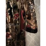 R&M Richards Top Women 8P Black Gold Red Metallic Velvet Burnout Cardigan Formal Photo 10