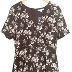 Downeast NWT Dress Black & Ivory Floral Surplice Midi Modest Dress Size Large Photo 3