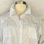 Croft & Barrow WT! Textured White Button Down Pocket Rolled Sleeve Top Size 3X Photo 2