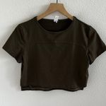 Alphalete Premium Olive Green Short Sleeve Crop Tee T-Shirt Active Medium Photo 0