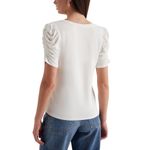 EXPRESS | XXS | Heathered White V-Neck Gathered Short Puff Sleeve T-Shirt Top Photo 1