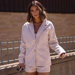 Wishlist Size M Matching Blazer & Short Set Tan Cream Checkered Neutral Office Photo 4