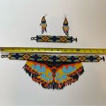 Handcrafted Multicolor butterfly Beaded Necklace with bracelet and Earring Set Orange Photo 2