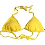 Aerie Bikini Top Triangle String Ties Terry Textured Floral Yellow L Photo 0