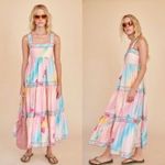 Hunter Bell Multicolored Floral Rita Gradient Empire Waist Flowy Midi Dress XS Photo 2