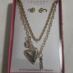 Laundry by Shelli Segal Gold Tone Layered Necklace and Earring Jewelry Set 16” Photo 0