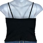 Aerie  Black Ribbed V‑Neck Cropped Tank with Built‑In Shelf Bra Size M Festival Photo 6