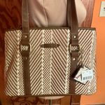 NWT Jamaica Bay Woven Tote | Neutral Brown & Cream Shoulder Bag Photo 6