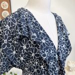 Les Copains Feminine Daisy Floral Print Navy Blue Silk Dress Size M Photo 1
