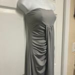 UNBRANDED Gray Strapless Slit Skirt Dress With Cropped Hem Size L Photo 5