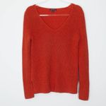 J.Crew Ribbed Cable Knit V Neck Pullover Sweater Womens Size XS Orange Preppy Photo 0