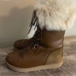 UGG  Aya Waterproof Leather Fur Trimmed Tall Boots Sheepskin Lined Women’s Size 7 Photo 1