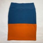 LuLaRoe Stretch Color Block Crepe Textured Pencil Skirt Size XL Photo 5