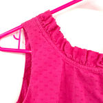 Vineyard Vines  size 00 100%‎ cotton hot pink tank top swiss dot side zip Barbie Photo 2