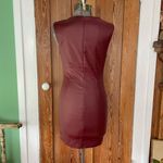 idem Ditto Faux Leather Burgandy Square Neck 90s Mini Dress - Sz S 💚🎀 Photo 5