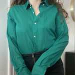 ZARA  Cotton Button Up Long Sleeve Tshirt Size Small Green‎ Photo 0