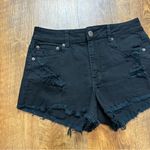 American Eagle  High Rise Festival Jean Shorts Sz 10 Black Stretch Denim Distress Photo 2