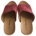 Lucky Brand Sandals Womens 6 Leather Jemya Wedge Jute Perforated Slip On Pink Photo 8