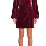 Gianni Bini NWT Leighton Merlot Red Velvet Long Sleeve Wrap Mini Dress Photo 0