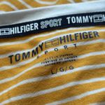 Tommy Hilfiger  Women's mustard Yellow stripes v neck sport large athlete Photo 2