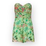 Jay Godfrey Lydia Romper Women's 8 Green Floral Short Strapless Sweetheart Photo 7