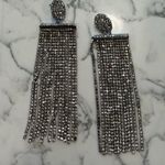 Silver Sparkly Rhinestone Dangle Dangly Earrings Photo 2