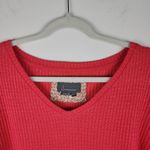 Anthropologie Waffle Top Coral Watermelon V-Neck Dolman Sleeve Shirt Blouse Sz S Photo 9